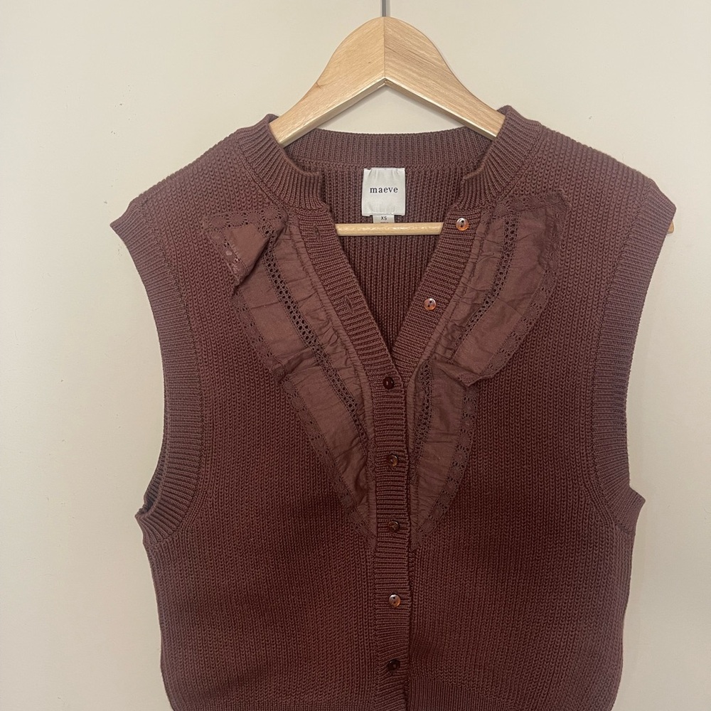Maeve Chocolate Sleeveless Ruffle Top - Picture 3 of 4